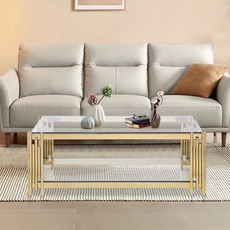 Everly Quinn 2 Piece Glass Top Living Room Table Set Wayfair